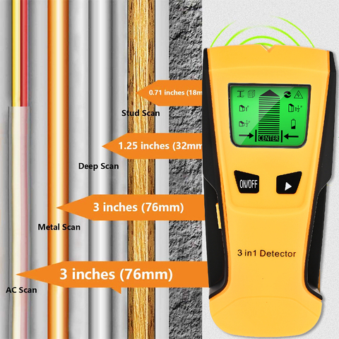 Towayer 3 In 1 Metal Detector Find Metal Wood Studs AC Voltage Live Wire Detect Wall Scanner Electric Box Finder Wall Detector ► Photo 1/6