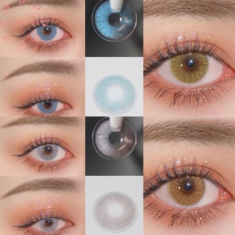 Easysmall blue  green Colored lens small Beauty Pupil Contact Lenses for eyes Cosmetic Degree myopia 2pcs/pair prescription ► Photo 1/6