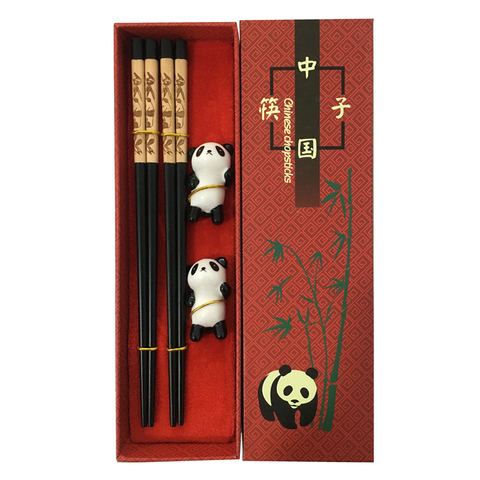 Handmade Chinese Chopsticks Cutlery Tableware Set Panda Chopsticks Gift Box Set Natural Wooden Chopsticks Dinnerware Set ► Photo 1/5