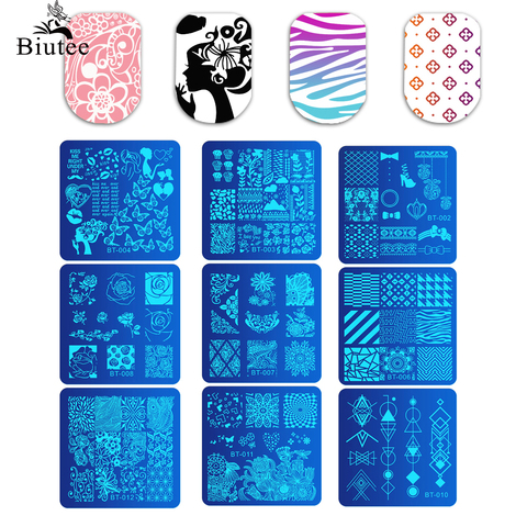 BIUTEE 33 Types Nail Art Stamping Plates Cartoon Lace Flower Tree Design Temperature Nail Stamp Stamping Template Image Stencils ► Photo 1/6