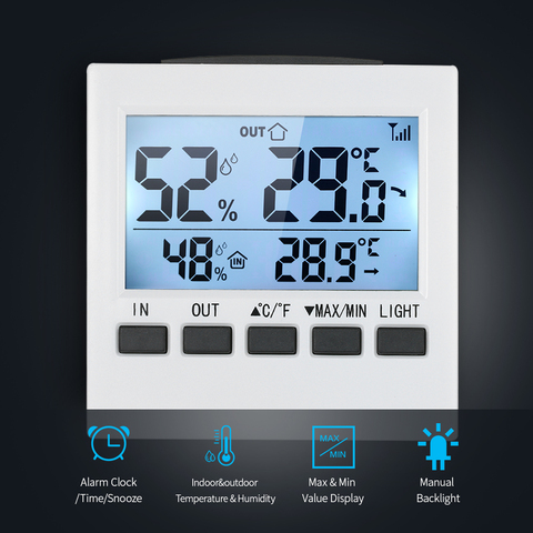 Indoor/Outdoor ℃/℉ Wireless Weather Station LCD Digital Thermometer Hygrometer Temperature Humidity Meter Thermoregulator ► Photo 1/6