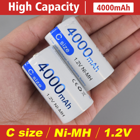 PALO  1.2V NI-MH 4000mAh C Size Rechargeable Battery Type C LR14 Battery  Low Self Discharge Rechargeable C Battery ► Photo 1/1