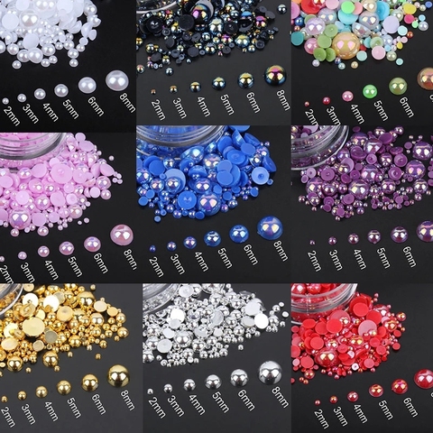 24 Color ABS Half Round Mix Size 2mm/3mm/4mm/5mm/6mm/8mm Flatback Pearls 15g Shiny Beads Diy Accessories Free shipping ► Photo 1/1
