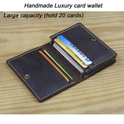 Credit/ID Card Case Genuine leather Handmade High Quality Men Retro Small Wallet Bus/Name Card Holder Leather women card wallet ► Photo 1/6