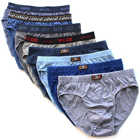 6pcs/Lot Letter waist 100%Cotton Men Birefs Mid Waist Triangle  Comfortable Underwear Men Breathable Shorts Men Briefs ► Photo 1/4