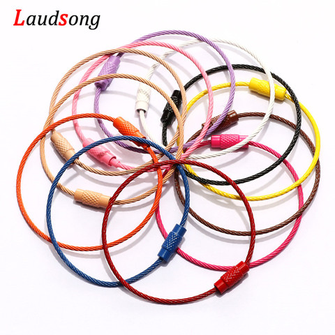 10pcs Colorful Stainless Steel Wire Keychain Cable Loop Screw Lock Rope Key Holder Keyring Key Chain Rings Outdoor Tools ► Photo 1/6