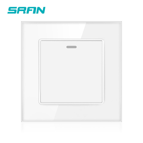 SRAN UK 1Gang 1way rocker switch,250V 16A wall switch for household power supply crystal tempered glass 86mm*86mm ► Photo 1/6