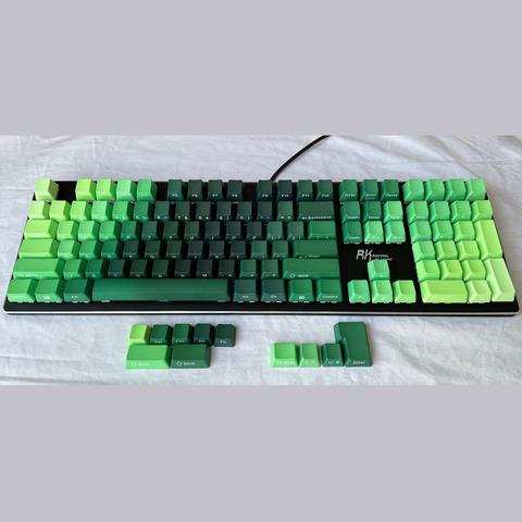 Jungle Green Color Gradient Keycaps PBT 87 108 OEM Profile ANSI ISO Side Print for Cherry MX Switches for Mechanical Keyboards ► Photo 1/6