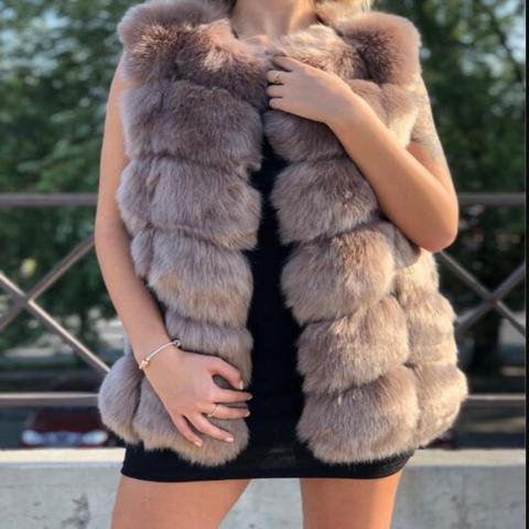 New Women Import Faux Fox Fur Silver Vest Coat Warm Fur Vest Jacket High-Grade Faux Fur Vest Women's Winter Coat Outwear ► Photo 1/6