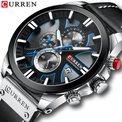 CURREN Watch Chronograph Sport Mens Watches Quartz Clock Leather Male Wristwatch Relogio Masculino Fashion Gift for Men ► Photo 1/6