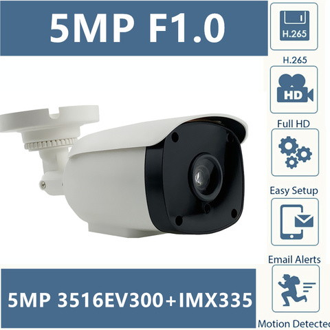 F1.0 M16 Lens 5MP Sony IMX335+3516EV300 2592*1944 IP Bullet Camera Low illumination H.265 All Color Onvif CMS XMEYE P2P RTSP ► Photo 1/6