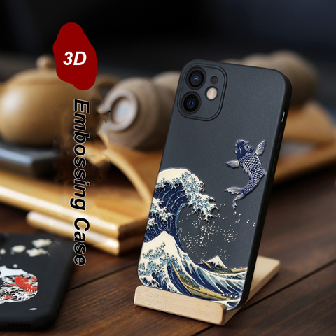 for iPhone 12 11 Pro Max Mini XS Max XR X SE 2022 8 7 Plus Case 3D Relief Matte Soft Back Cover LICOERS Official for iPhone 12 ► Photo 1/6