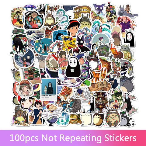 50/100PCS Miyazaki Hayao Anime Stickers Moving Castle Spirited Away Cartoon Stickers For Bike Laptop Book Luggage Kids Toys ► Photo 1/6