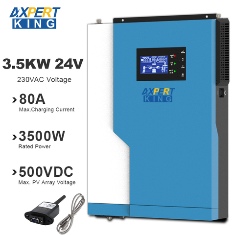 3500W Solar Inverter Pure Sine Wave 220V 24V Buit-in MPPT 100A Solar Controller Max 500VDC Solar Panel Input with Wifi ► Photo 1/6