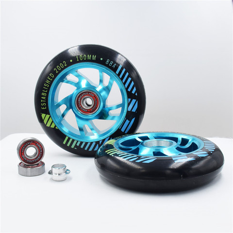 2 pieces Scooter Wheel Aluminium Alloy 88A 110mm 100mm MGP Scooter tyre rodas Aggressive iron skating wheel 100 110 skate roller ► Photo 1/6
