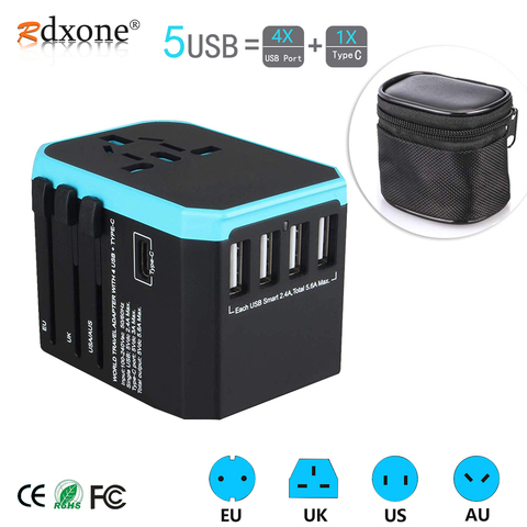 5USB travel adapter Universal Power Adapter Charger worldwide adaptor wall Electric Plugs Sockets Converter for mobile phones ► Photo 1/6