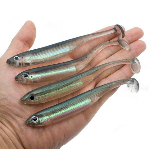 SEALURER 4pcs Soft Fishing Lure Seabass Artificial Bait Silicone Worm Shad Swimbait Jig Head  Fishing Tackle fishing Soft bait ► Photo 1/6