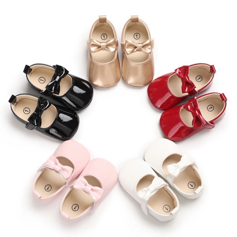 Baby Shoes Wedding Baptism Princess Baby Girl Shoes PU Leather Mary Jane Newborn First Walkers Toddler Shoes For Girls ► Photo 1/6