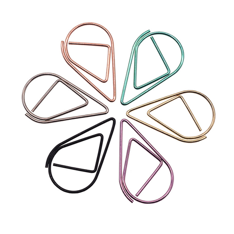 50 Pcs Metal Material Drop Shape Paper Clips Gold Silver Color Kawaii Cute Bookmark Clip Office School Stationery Drop bookmark ► Photo 1/6