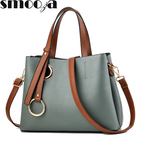 SMOOZA Women Bag Vintage Casual Tote Top-Handle Women Messenger Bags Shoulder Student Handbag Purse Wallet Leather 2022 New Bag ► Photo 1/6