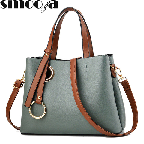 SMOOZA Women Bag Vintage Casual Tote Top-Handle Women Messenger Bags Shoulder Student Handbag Purse Wallet Leather 2022 New Bag ► Photo 1/6