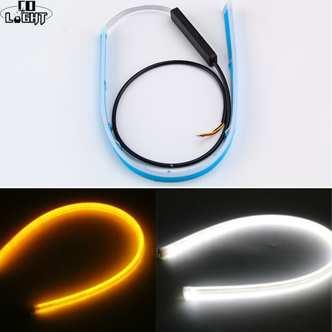 CO LIGHT Ultrafine Cars DRL 30cm 45cm 60cm LED Daytime Running Light White Turn Signal Yellow Guide Strip for Headlight Assembly ► Photo 1/6