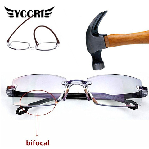 Men Rimless Reading Glasses Women Bifocal Far Anti Blue Light Magnification Eyewear Presbyopic Glasses Diopter +1.0 ~+4.0 ► Photo 1/6