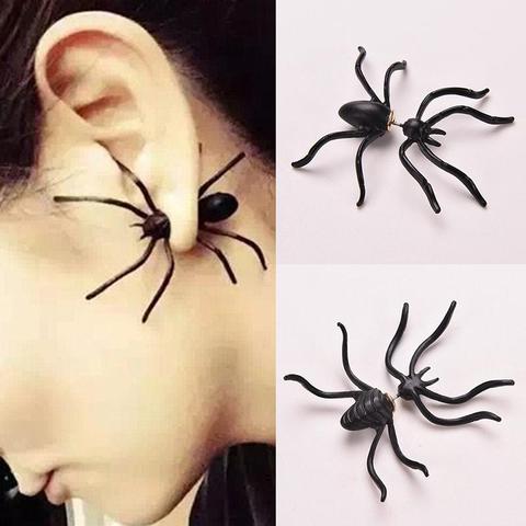 2Pcs Personality Exquisite Piercing Charm Ear Studs Extraordinary  Trendy Spider Romance Black Earrings Jewelry ► Photo 1/6