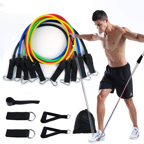 12PCS Latex Yoga Strap Resistance Bands Exercise Home Gym Tube Fitness Elastic