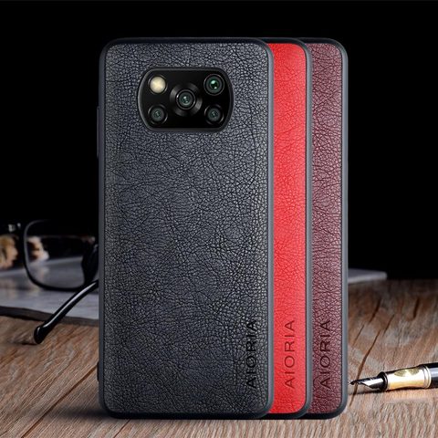 Case for Xiaomi Poco X3 NFC funda luxury Vintage Leather skin coque soft hard cover for xiaomi poco x3 nfc case capa ► Photo 1/6