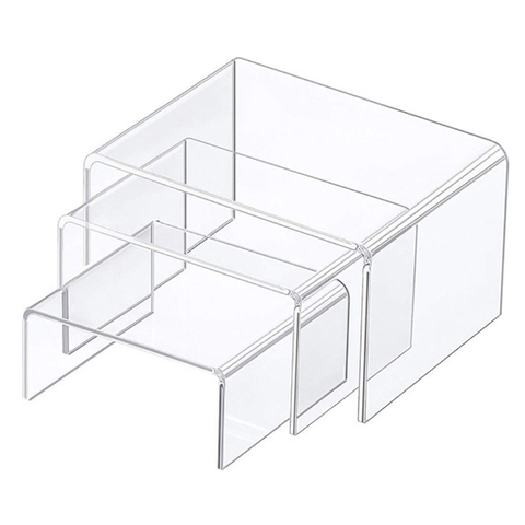 Acrylic Display Risers 3 Size Steps Acrylic Display Stand Anti-Corrosion Clear Showcase Display Shelf for Figure Buffet ► Photo 1/6