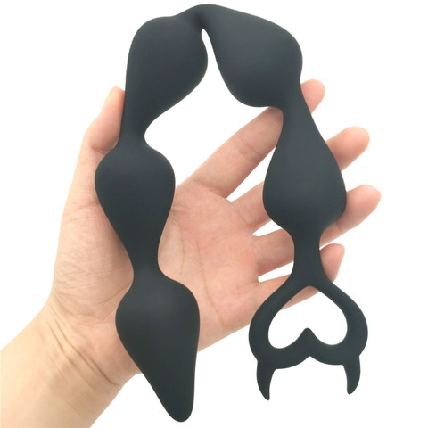 Unisex Anal Ball Butt Plug Large Size Black Anal Beads Silicone Anal Sex Toy Male Prostate Massager Anus Masturbation Erotic Toy ► Photo 1/6