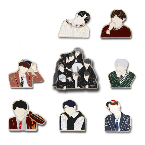 Kpop Brooch JK V Suga RM J-hope JIMIN JIN Pins Badge New Album Metal Badges Accessories Gift for Fans Character Brooches ► Photo 1/6