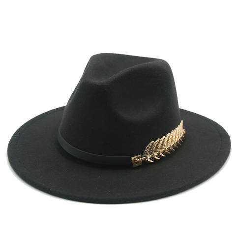 fedora hat women winter autumn wool Flat wide brim hats for women solid color Fishbone Belt Vintage Hat red black camel felt man ► Photo 1/6