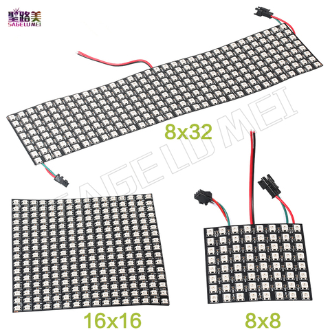 DC5V 8*8/16*16/8*32cm Pixel WS2812B LED Full Color Panel Digital Flexible Individually addressable Flex RGB Lights Display Board ► Photo 1/6