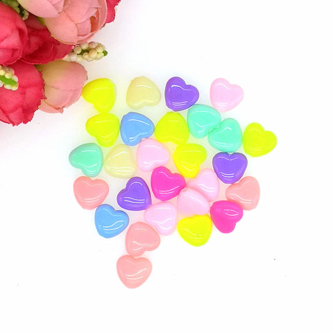 100pcs/lot 12mm Single Hole Heart Shape Spring Color Acrylic Beads Scrapbook Sewing Buttons DIY Material Findings BD20515 ► Photo 1/2