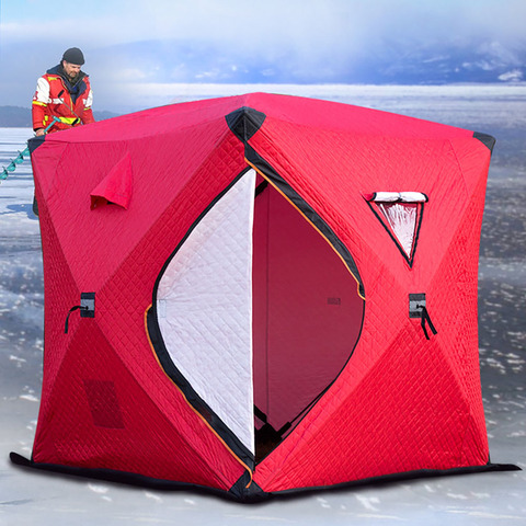 2 Person Use Outdoor Automatic Winter Ice Fishing Tent Thicken Cotton Warm Outdoor Camping Portable Bathing Toilet Dressing Tent ► Photo 1/6