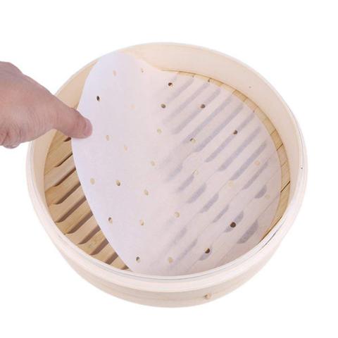 100 Sheet 7 inch Air Fryer Steamer Liners Premium Perforated Wood Pulp Papers Non-Stick Steaming Basket Mat Baking Cooking Paper ► Photo 1/6