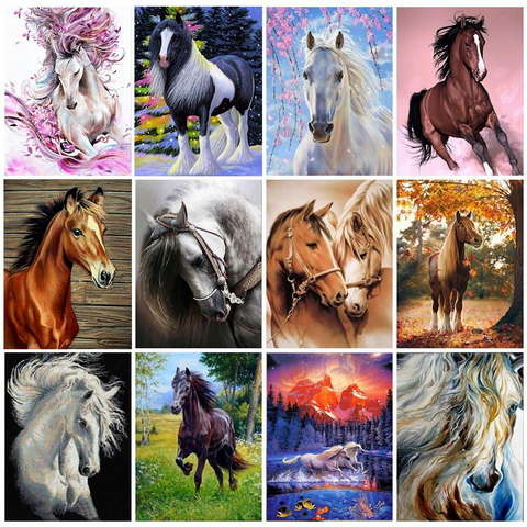 Huacan Diamond Embroidery Animal Cross Stitch DIY Diamond Painting Horse Diamond Mosaic Rhinestones Home Decor ► Photo 1/6