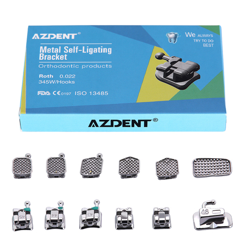 AZDENT Dental Orthodontic Brackets Passive Self Ligating ROTH/MBT 0.022 345 Hook With Buccal Tubes ► Photo 1/6