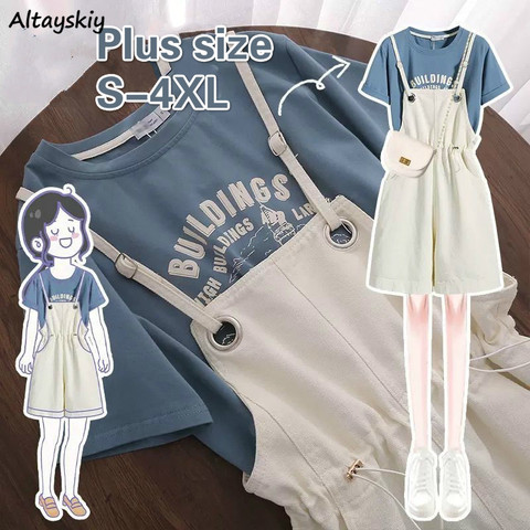 Rompers Women Lovely Wide-leg S-4XL Harajuku Korean Ulzzang Streetwear School Girls Female Casual Trendy Playsuits Summer Cute ► Photo 1/6