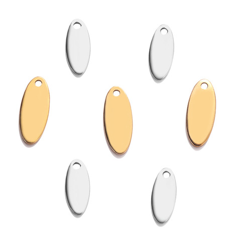 50pcs Stainless Steel Blank Oval Tags Charm Pendants Bracelet Necklace DIY for  Jewelry Making Accessories Findings ► Photo 1/4