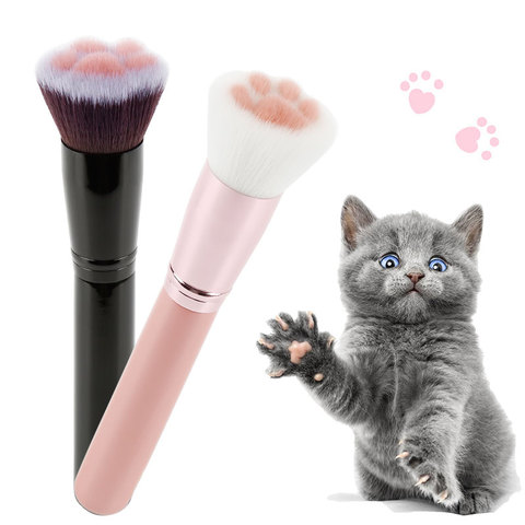 1Pc Cute Cat Claw Paw Women Makeup Soft Fibre Wooden Brush Loose Powder Blush Contour Face Make up Foundation Repair Brush Tool ► Photo 1/6