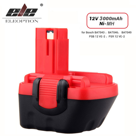 ELEOPTION 12V 3000mAh Ni-MH Battery for Bosch 12V Drill GSR 12 VE-2,GSB 12 VE-2,PSB 12 VE-2, BAT043 BAT045 BTA120 26073 35430 ► Photo 1/5