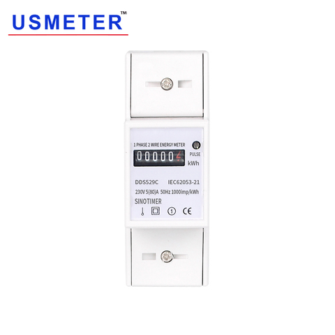 DDS529C AC Watt Meter 220V 2P DIN Rail Single Phase Electricity Counter Electric Power Consumption Meter 5(80)A 50 60Hz 99999.9 ► Photo 1/1