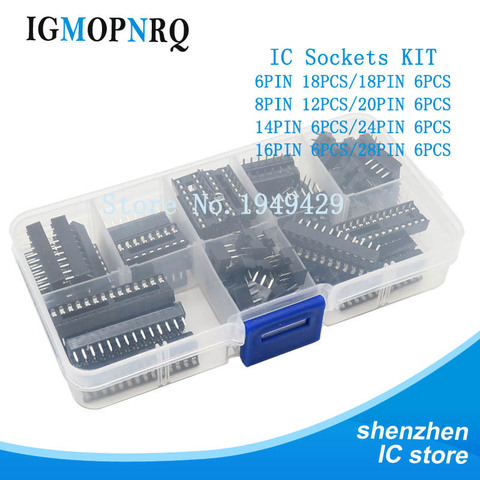 66pcs/lot DIP IC plug adapter power socket welding type kit 6,8,14,16,18,20,24,28 IC socket box brand new ► Photo 1/3