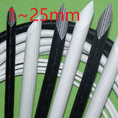 ID 1 ~ 25mm Fiberglass Tube Silicone Resin Braided Wire Sleeve Flame Resistant Fiber Glass Insulate Cable Protect Pipe 200 Deg.C ► Photo 1/6