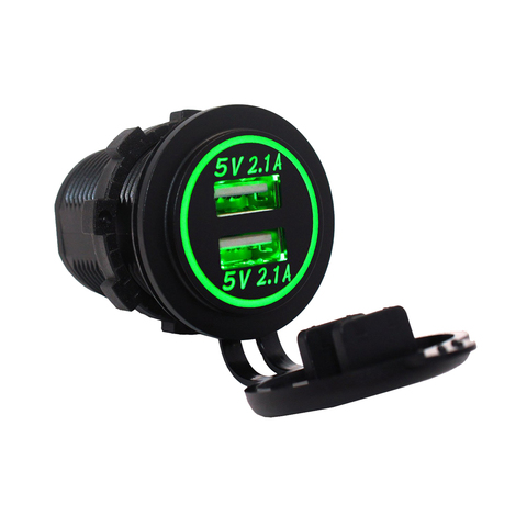 DC 12~24V 4.2A DIY Waterproof Dual USB Car Charger Adapter 2.1A + 2.1A Motorcycle charger with Blue Green Red white Orange ► Photo 1/6