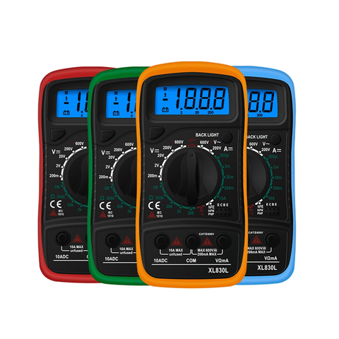 XL830L Handheld Digital Multimeter LCD Backlight Portable AC/DC Ammeter Voltmeter Ohm Voltage Tester Meter Multimetro ► Photo 1/6
