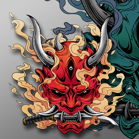 Noizzy Japanese Prajna Car Stickers Hannya Auto Decal Red Demon Window Devil Bumper Vinyl Fuel Tank Motorcycle Laptop Styling ► Photo 1/4